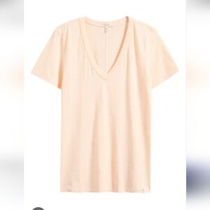 AG Adriano Goldschmied Peach Cream V-Neck‎ Women's T-Shirt Size Small NEW